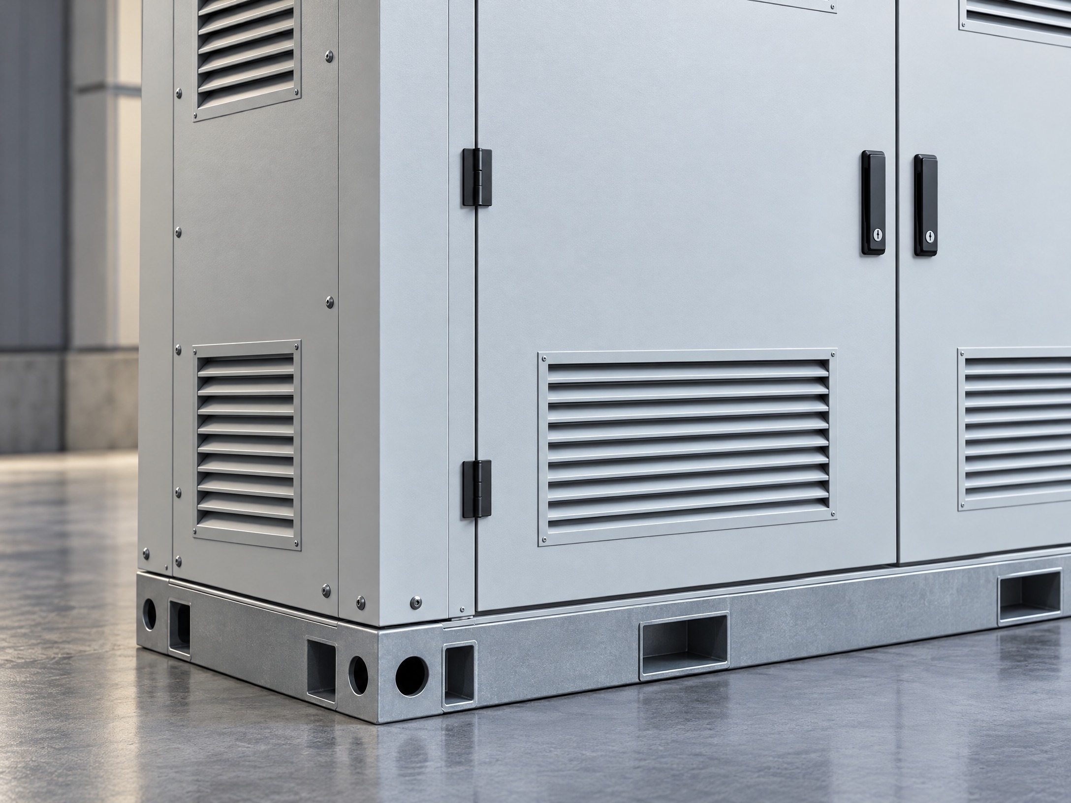 BESS container access door and sheet-metal fabrication detail